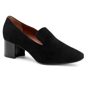 Aquatalia Italian Suede Block Heel Slip On Loafers Sz 9